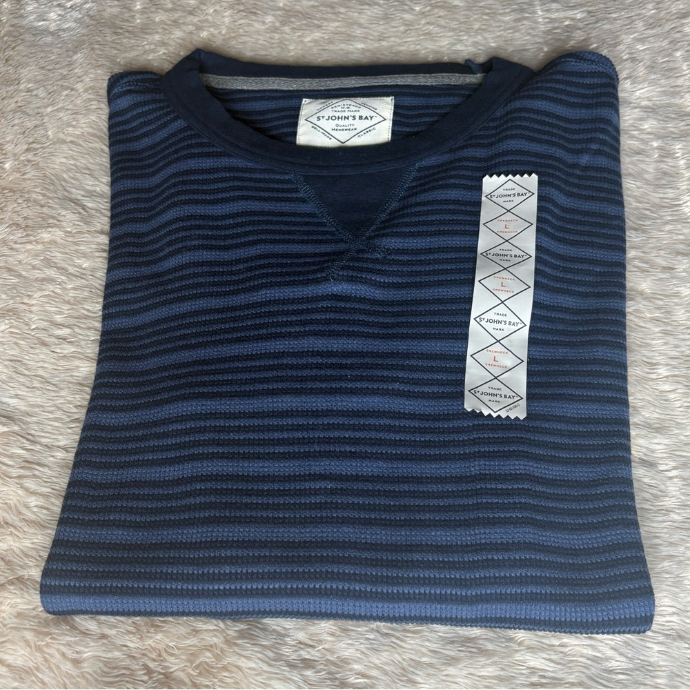 St. John's Bay Navy and Gray Ribbed Shirt